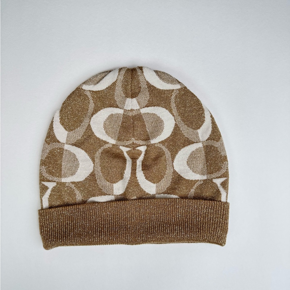 Coach Women’s Gold & Cream Beanie